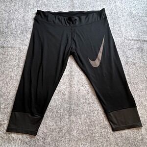 Nike Dri-FIT Women's Capri Cropped Leggings Sz M Black Activewear Running‎ Pants